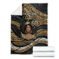 Personalized African Queen 60th Birthday Blanket Gold Glitter Afro Crown - Chapter 60 Black Excellence