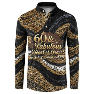 Personalized African Queen 60th Birthday Button Sweatshirt Gold Glitter Afro Crown - Chapter 60 Black Excellence