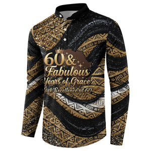 Personalized African Queen 60th Birthday Button Sweatshirt Gold Glitter Afro Crown - Chapter 60 Black Excellence