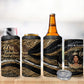 Personalized African Queen 60th Birthday 4 in 1 Can Cooler Tumbler Gold Glitter Afro Crown - Chapter 60 Black Excellence