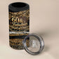 Personalized African Queen 60th Birthday 4 in 1 Can Cooler Tumbler Gold Glitter Afro Crown - Chapter 60 Black Excellence