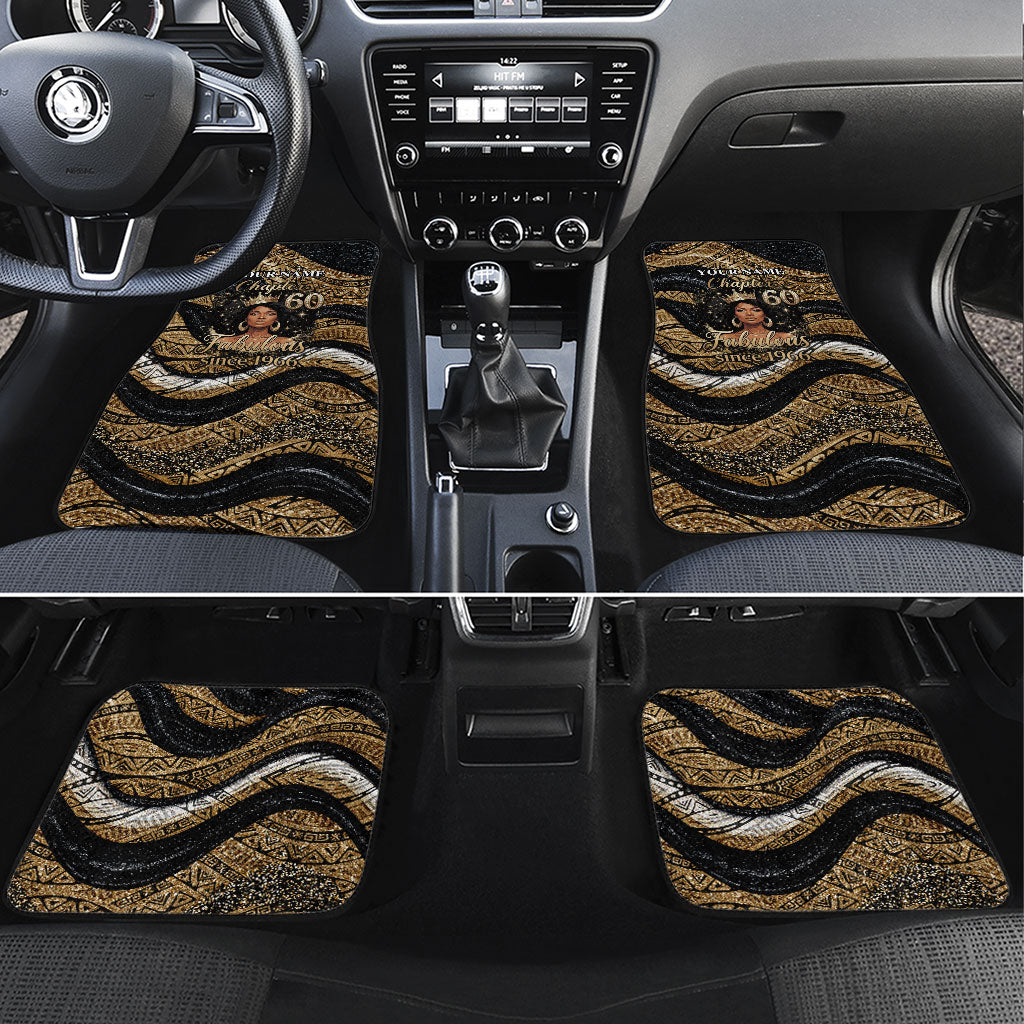 Personalized African Queen 60th Birthday Car Mats Gold Glitter Afro Crown - Chapter 60 Black Excellence