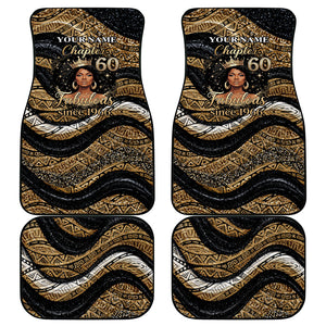 Personalized African Queen 60th Birthday Car Mats Gold Glitter Afro Crown - Chapter 60 Black Excellence