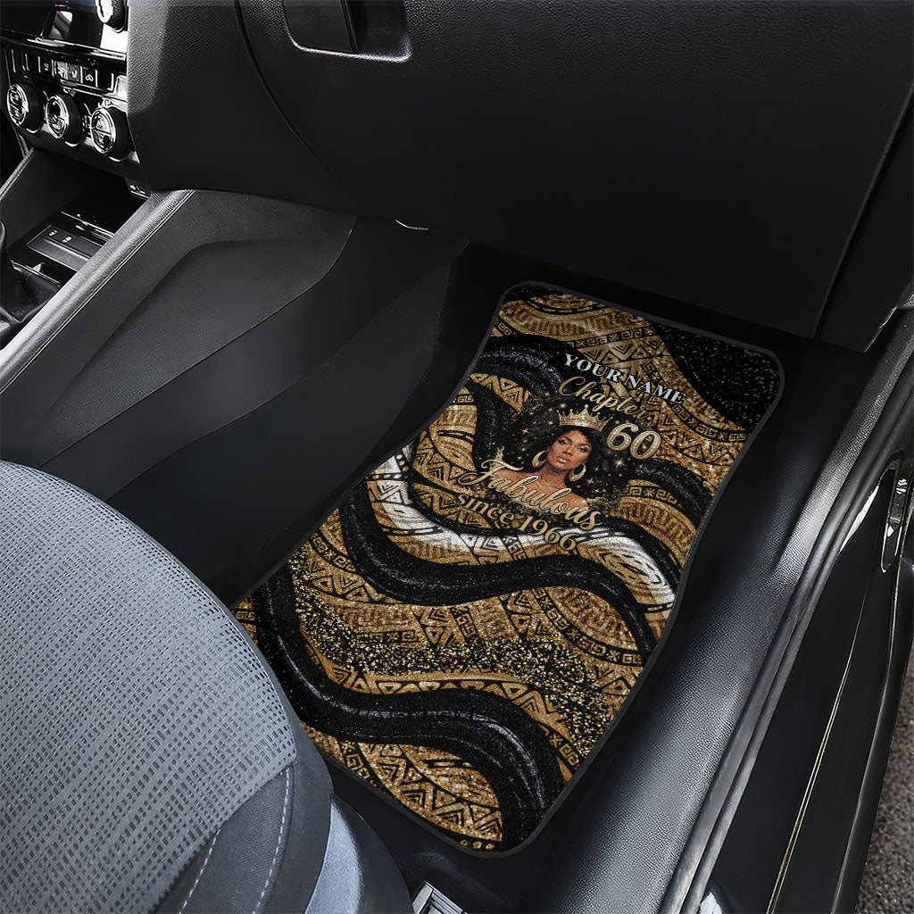 Personalized African Queen 60th Birthday Car Mats Gold Glitter Afro Crown - Chapter 60 Black Excellence