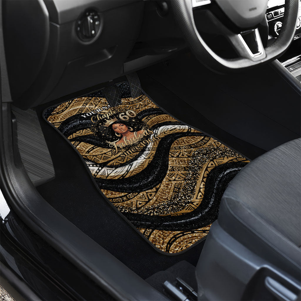 Personalized African Queen 60th Birthday Car Mats Gold Glitter Afro Crown - Chapter 60 Black Excellence