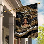 Personalized African Queen 60th Birthday Garden Flag Gold Glitter Afro Crown - Chapter 60 Black Excellence