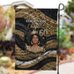 Personalized African Queen 60th Birthday Garden Flag Gold Glitter Afro Crown - Chapter 60 Black Excellence