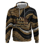 Personalized African Queen 60th Birthday Hoodie Gold Glitter Afro Crown - Chapter 60 Black Excellence