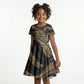 Personalized African Queen 60th Birthday Kid Short Sleeve Dress Gold Glitter Afro Crown - Chapter 60 Black Excellence