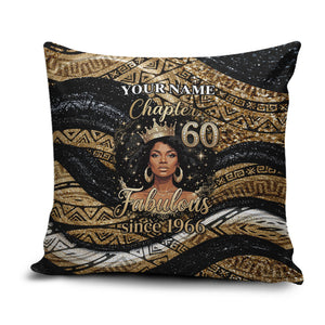 Personalized African Queen 60th Birthday Pillow Cover Gold Glitter Afro Crown - Chapter 60 Black Excellence