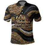 Personalized African Queen 60th Birthday Polo Shirt Gold Glitter Afro Crown - Chapter 60 Black Excellence