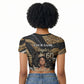 Personalized African Queen 60th Birthday Raglan Cropped T shirt Gold Glitter Afro Crown - Chapter 60 Black Excellence