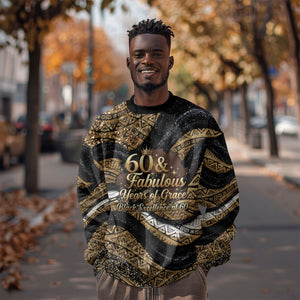 Personalized African Queen 60th Birthday Sweatshirt Gold Glitter Afro Crown - Chapter 60 Black Excellence