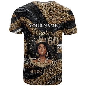 Personalized African Queen 60th Birthday T shirt Gold Glitter Afro Crown - Chapter 60 Black Excellence