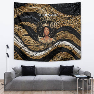 Personalized African Queen 60th Birthday Tapestry Gold Glitter Afro Crown - Chapter 60 Black Excellence