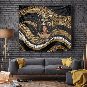 Personalized African Queen 60th Birthday Tapestry Gold Glitter Afro Crown - Chapter 60 Black Excellence