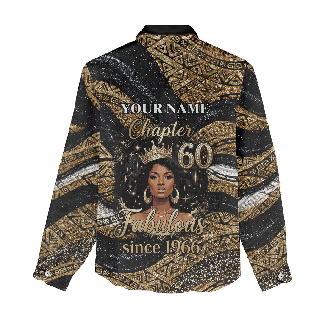 Personalized African Queen 60th Birthday Women Casual Shirt Gold Glitter Afro Crown - Chapter 60 Black Excellence