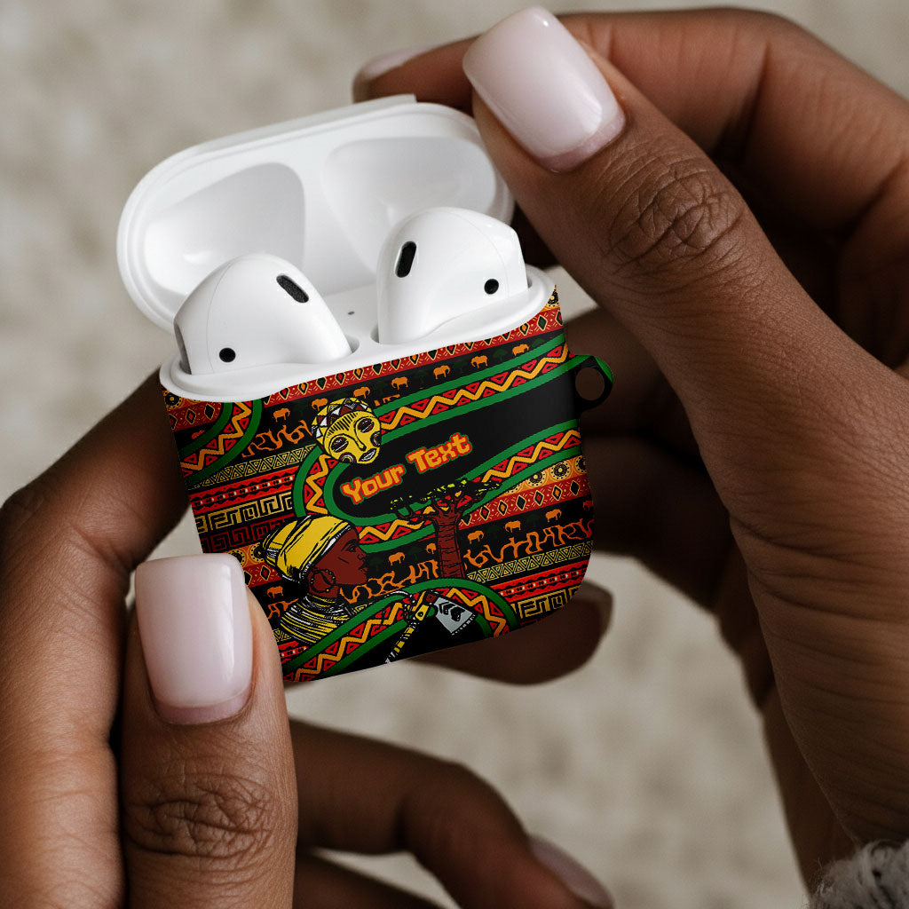 Personalized African 60th Birthday AirPods Case Traditional Tribal Pattern Elephant Mask Art