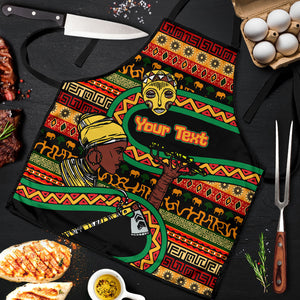 Personalized African 60th Birthday Apron Traditional Tribal Pattern Elephant Mask Art