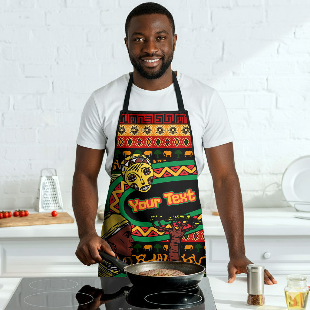 Personalized African 60th Birthday Apron Traditional Tribal Pattern Elephant Mask Art