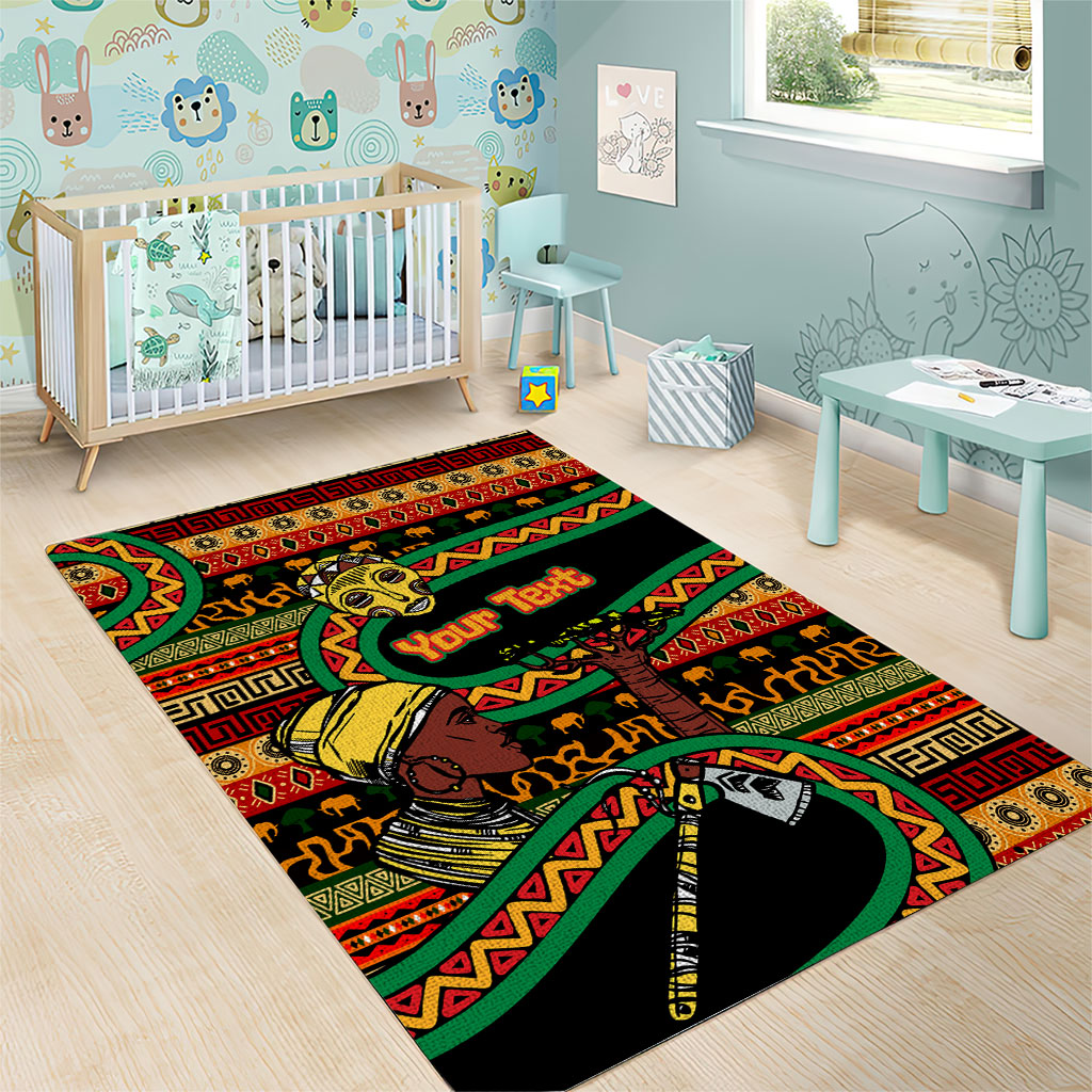 Personalized African 60th Birthday Area Rug Traditional Tribal Pattern Elephant Mask Art