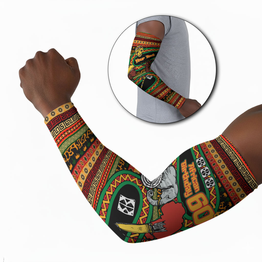 Personalized African 60th Birthday Arm Sleeves Traditional Tribal Pattern Elephant Mask Art