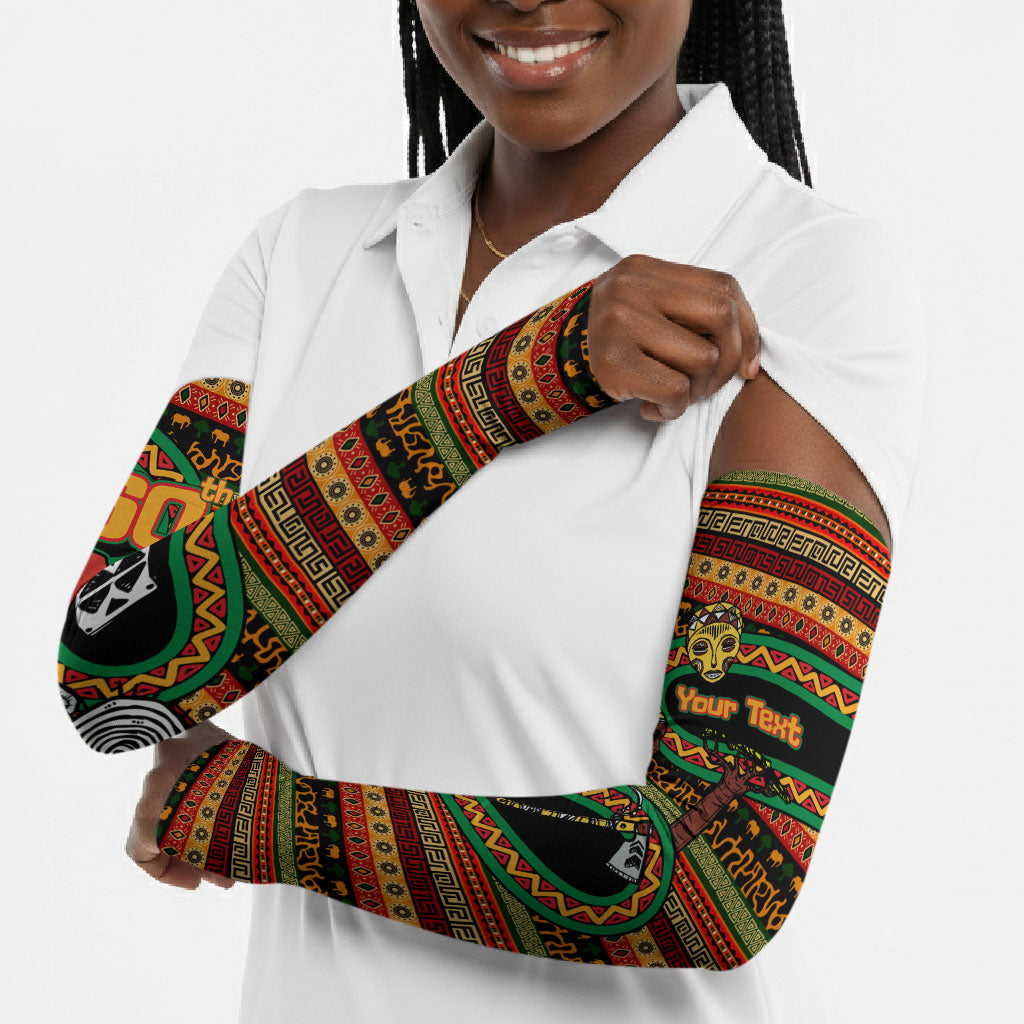 Personalized African 60th Birthday Arm Sleeves Traditional Tribal Pattern Elephant Mask Art