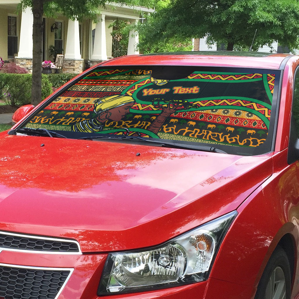 Personalized African 60th Birthday Auto Sun Shade Traditional Tribal Pattern Elephant Mask Art