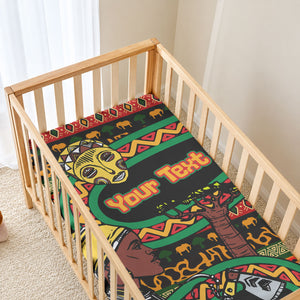 Personalized African 60th Birthday Baby Bed Cover Traditional Tribal Pattern Elephant Mask Art