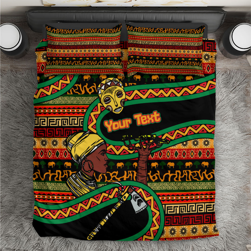 Personalized African 60th Birthday Bedding Set Traditional Tribal Pattern Elephant Mask Art