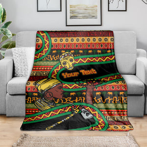 Personalized African 60th Birthday Blanket Traditional Tribal Pattern Elephant Mask Art