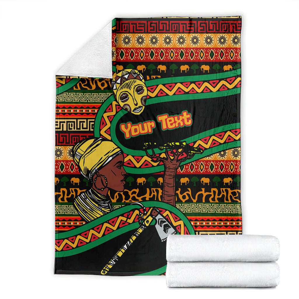 Personalized African 60th Birthday Blanket Traditional Tribal Pattern Elephant Mask Art