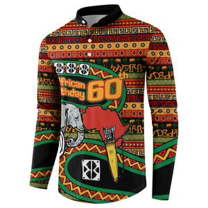 Personalized African 60th Birthday Button Sweatshirt Traditional Tribal Pattern Elephant Mask Art