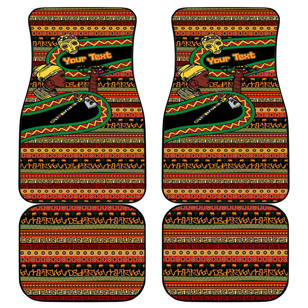 Personalized African 60th Birthday Car Mats Traditional Tribal Pattern Elephant Mask Art