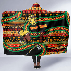 Personalized African 60th Birthday Hooded Blanket Traditional Tribal Pattern Elephant Mask Art
