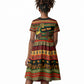 Personalized African 60th Birthday Kid Short Sleeve Dress Traditional Tribal Pattern Elephant Mask Art