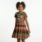 Personalized African 60th Birthday Kid Short Sleeve Dress Traditional Tribal Pattern Elephant Mask Art
