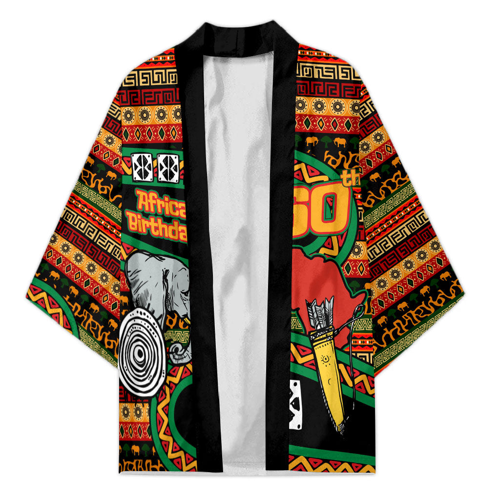 Personalized African 60th Birthday Kimono Traditional Tribal Pattern Elephant Mask Art