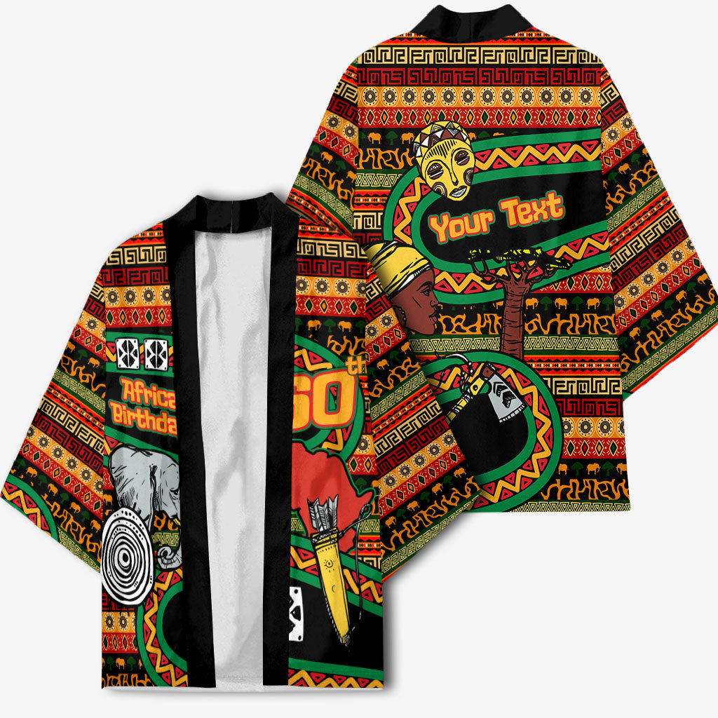 Personalized African 60th Birthday Kimono Traditional Tribal Pattern Elephant Mask Art