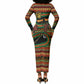 Personalized African 60th Birthday Long Sleeve Bodycon Dress Traditional Tribal Pattern Elephant Mask Art