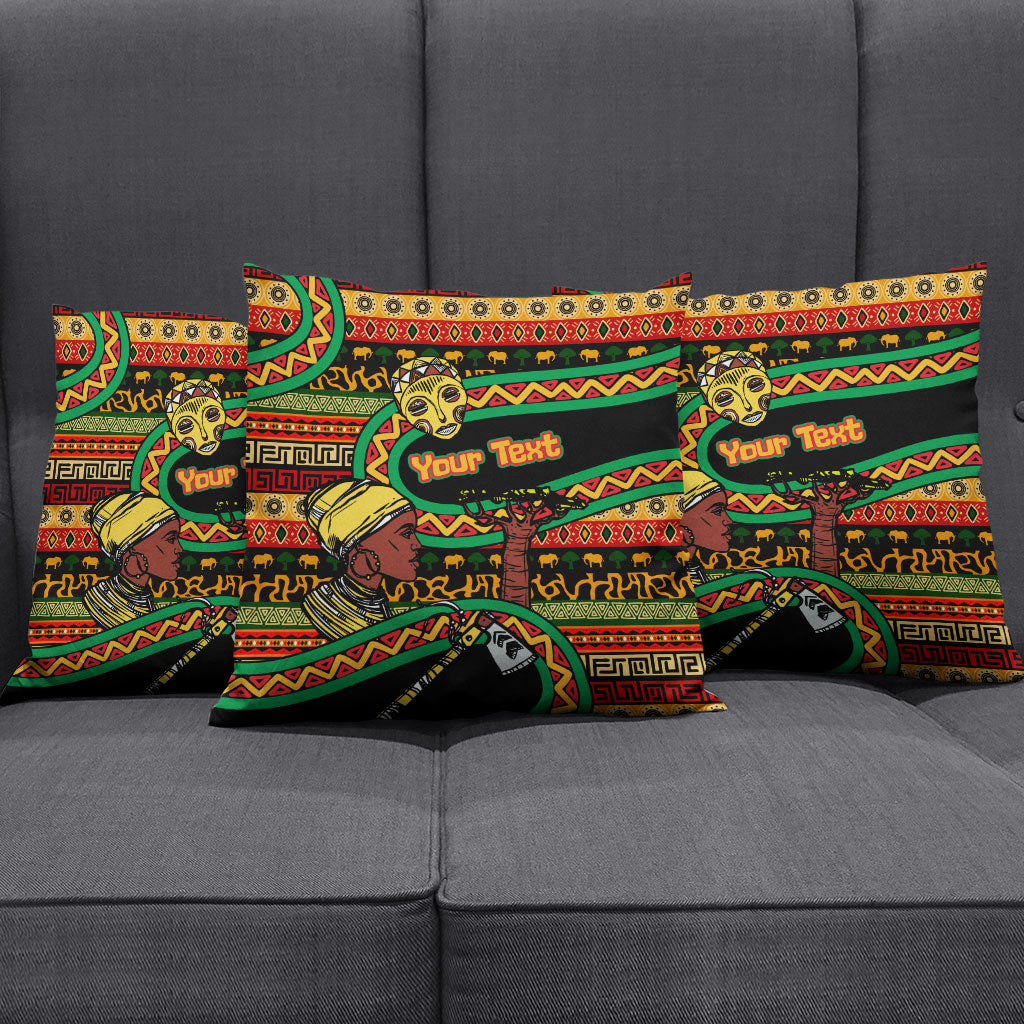 Personalized African 60th Birthday Pillow Cover Traditional Tribal Pattern Elephant Mask Art