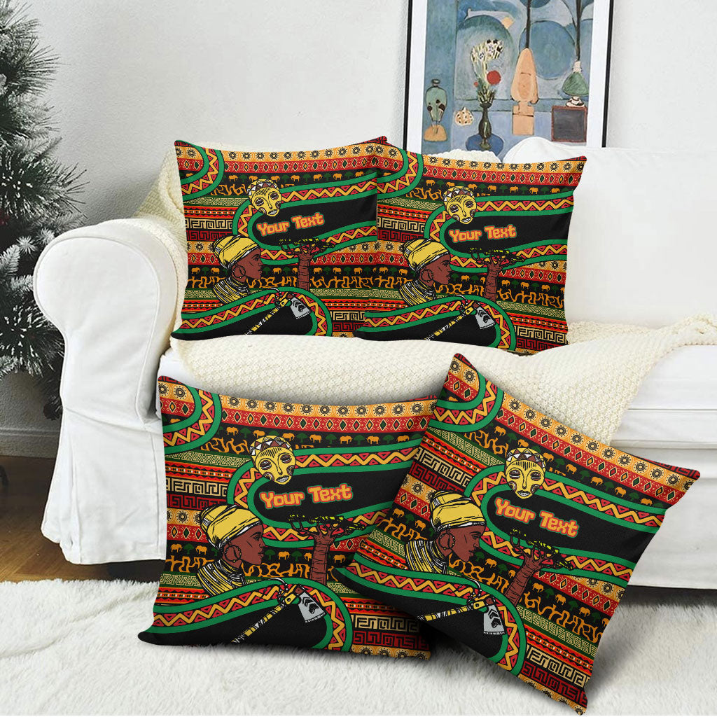 Personalized African 60th Birthday Pillow Cover Traditional Tribal Pattern Elephant Mask Art