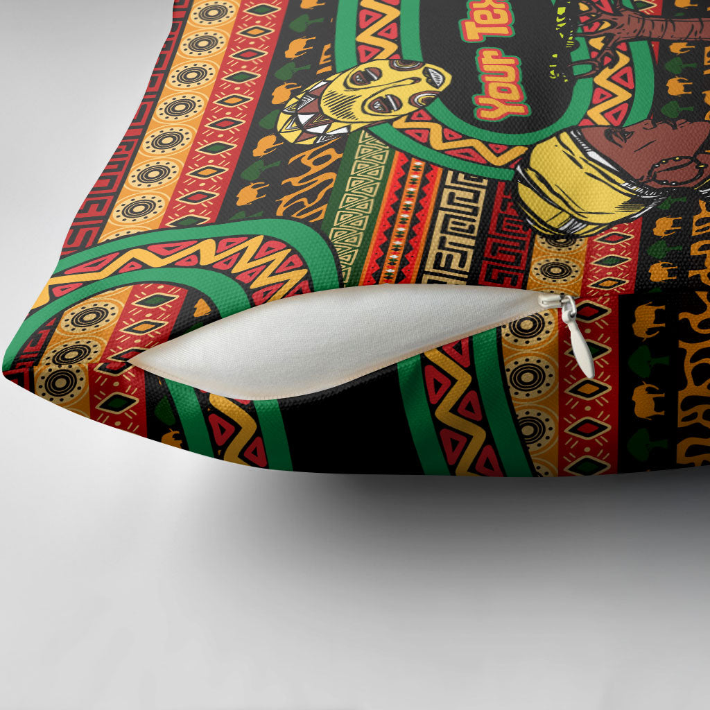 Personalized African 60th Birthday Pillow Cover Traditional Tribal Pattern Elephant Mask Art