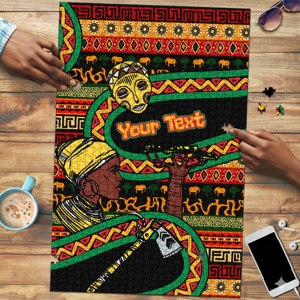 Personalized African 60th Birthday Puzzle Traditional Tribal Pattern Elephant Mask Art