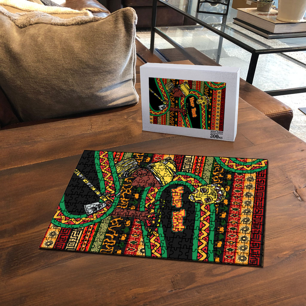 Personalized African 60th Birthday Puzzle Traditional Tribal Pattern Elephant Mask Art