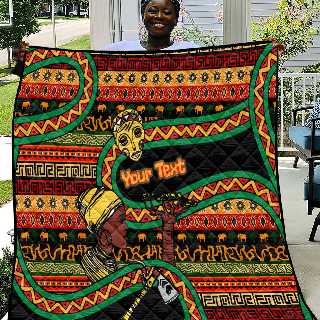 Personalized African 60th Birthday Quilt Traditional Tribal Pattern Elephant Mask Art