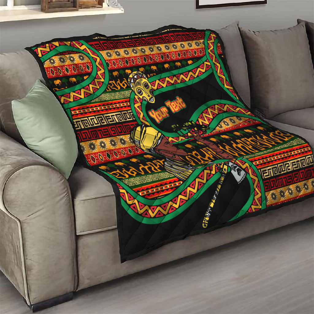 Personalized African 60th Birthday Quilt Traditional Tribal Pattern Elephant Mask Art