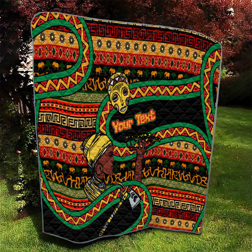 Personalized African 60th Birthday Quilt Traditional Tribal Pattern Elephant Mask Art