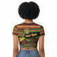 Personalized African 60th Birthday Raglan Cropped T shirt Traditional Tribal Pattern Elephant Mask Art