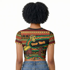Personalized African 60th Birthday Raglan Cropped T shirt Traditional Tribal Pattern Elephant Mask Art